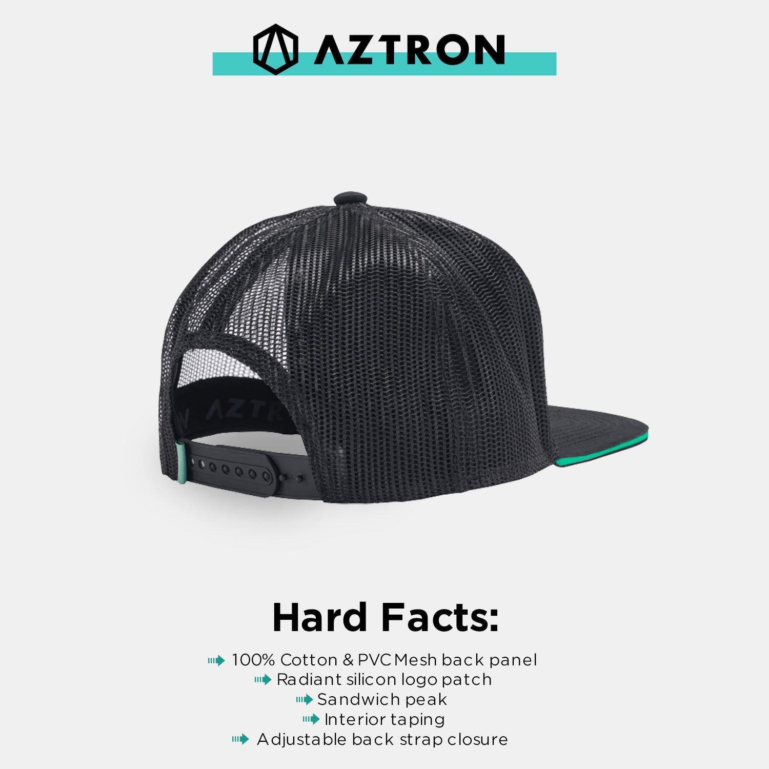 Berretto grigio AZTRON HEX, berretto, berretto da baseball, berretto SUP, berretto da camionista