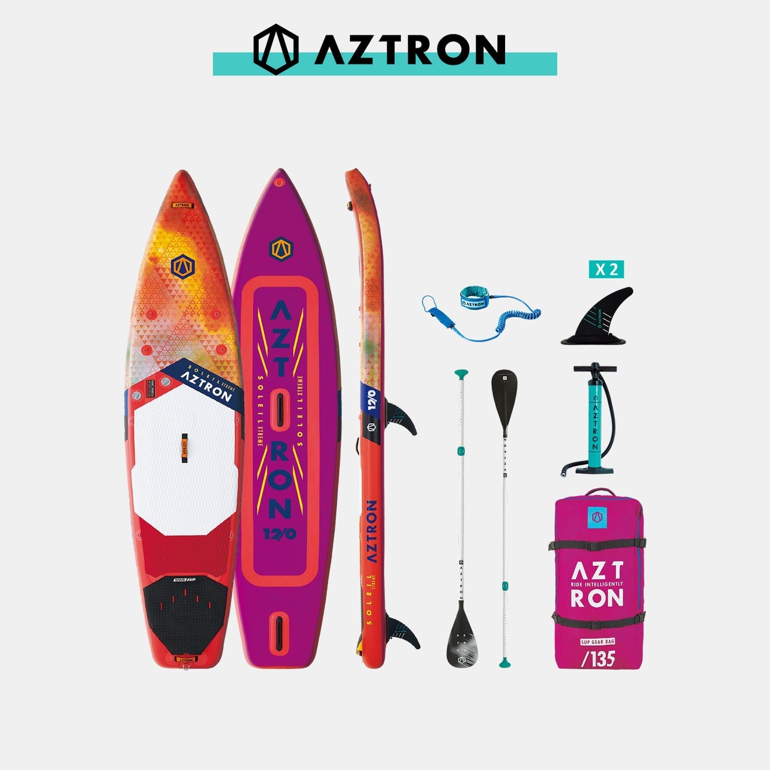 AZTRON Soleil Xtreme Windsurf Touring 12'0" iSUP Set, 366x81x15cm, Volumen 325L