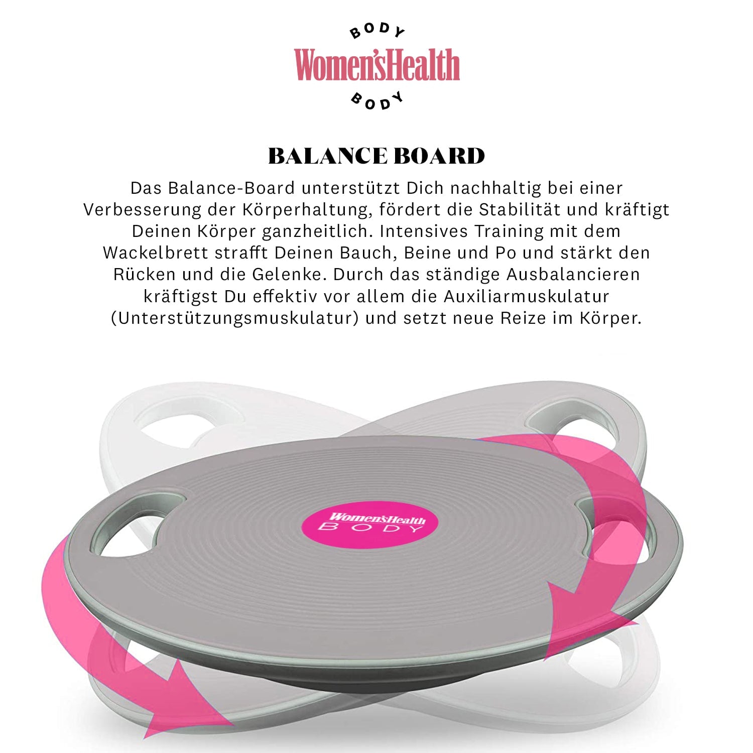 Balance board con maniglie laterali (tavola oscillante, piano terapeutico) 