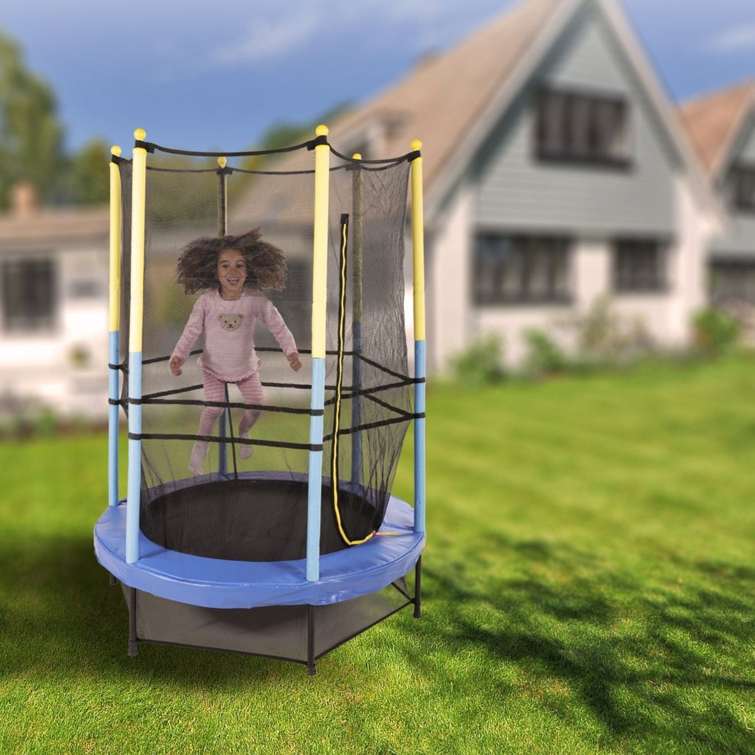 Trampolino per bambini indoor/outdoor 140 cm inclusa rete di sicurezza