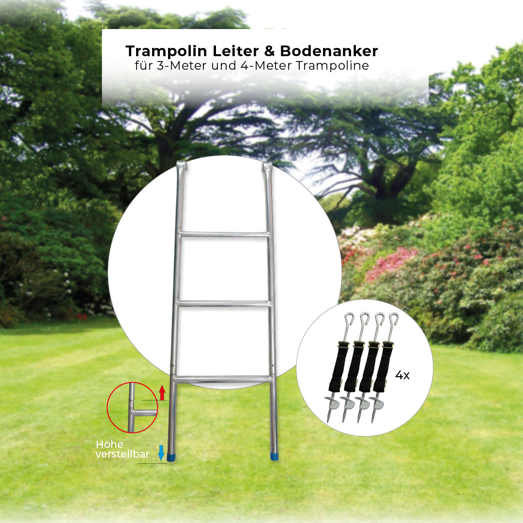 Trampolin Leiter & Bodenanker für 3m/4m Trampoline